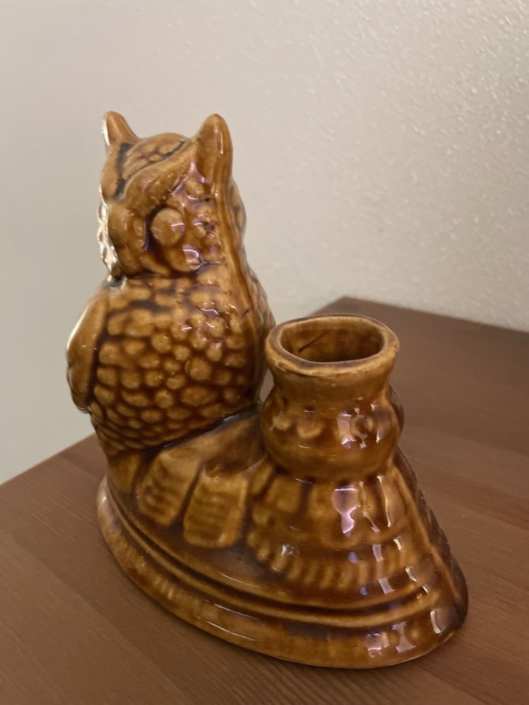 Swiecznik ceramiczny Wloclawek Sowa z lat 70