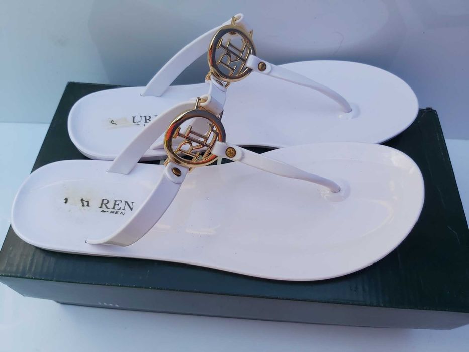 Ekskluzywne sandały japonki RALPH LAUREN białe 40.5
