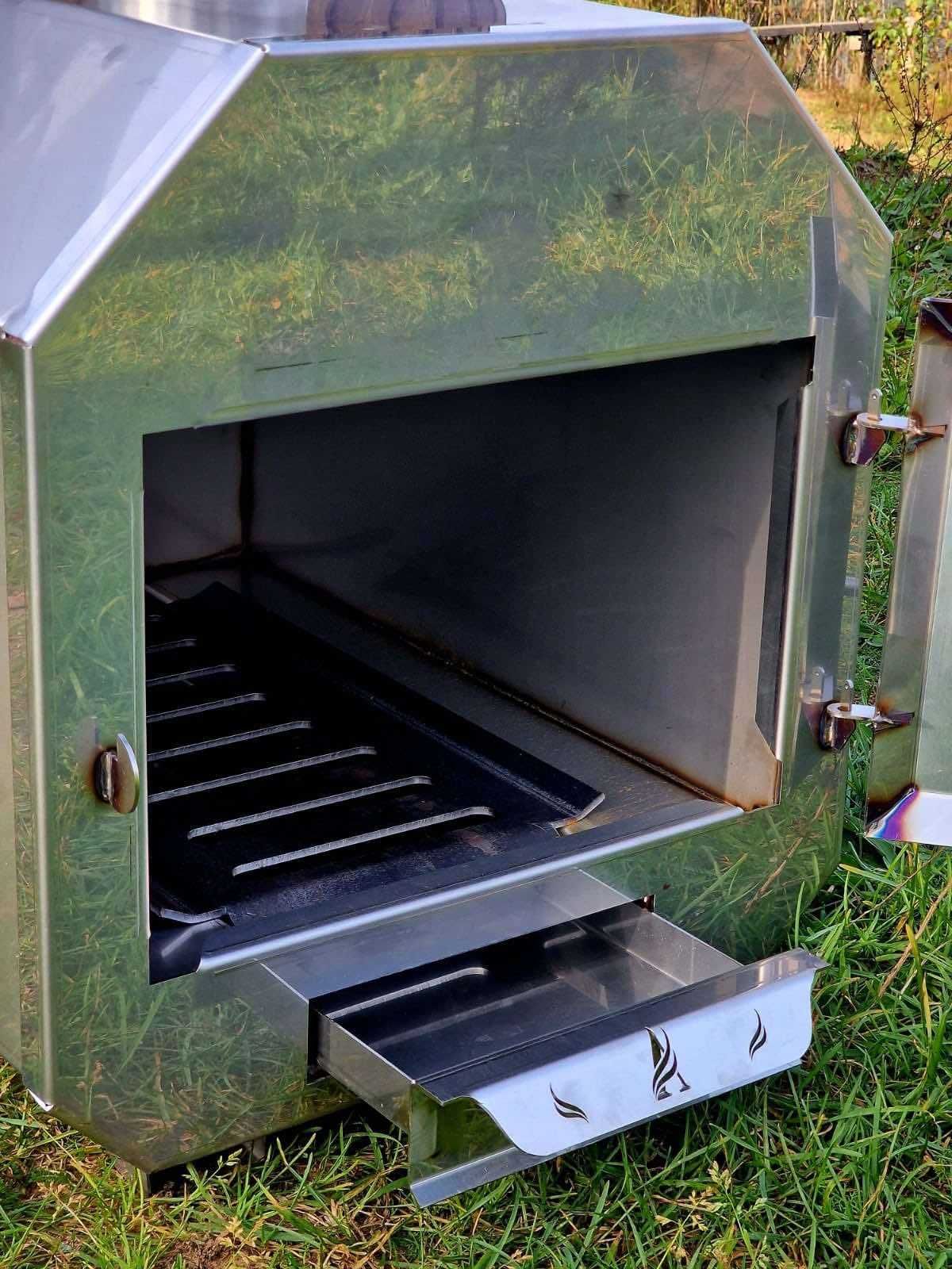 Balia ogrodowa od ręki z piecem, hydromasażem i LED
