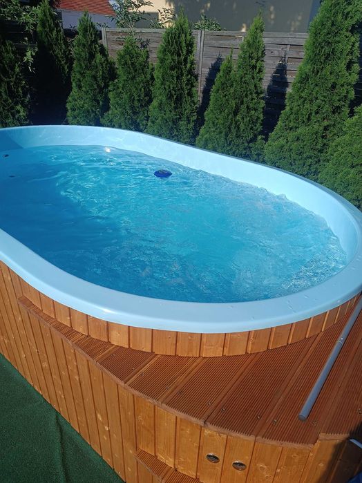 Basen owalny wolnostojący filtr piaskowy LED pompa ciepła piana WI FI