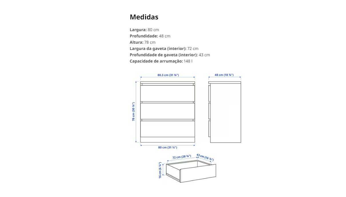 Cómoda 3 gavetas