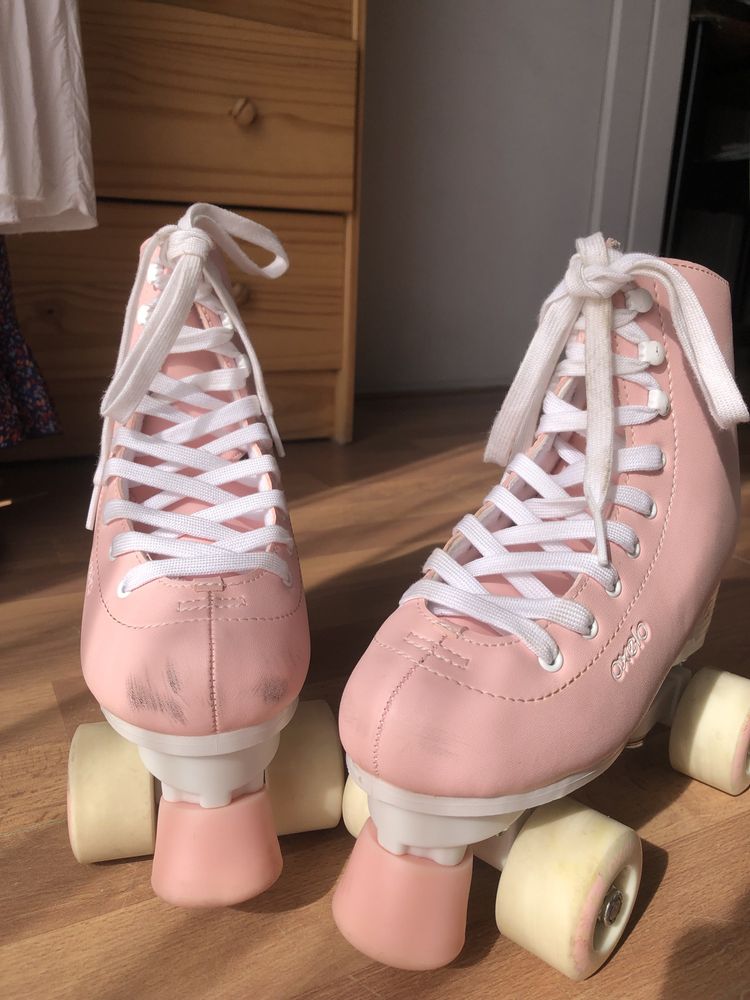 Patins 4 rodas de patinagem artística OXELO QUAD 100 rosa