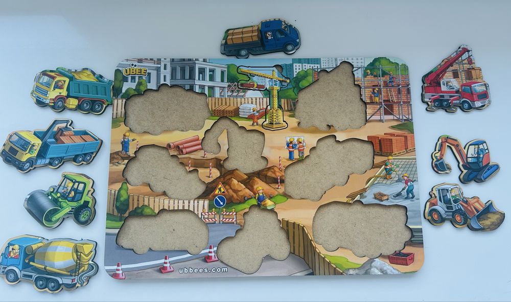 Деревʼяний пазл Транспорт, будівлельні машини