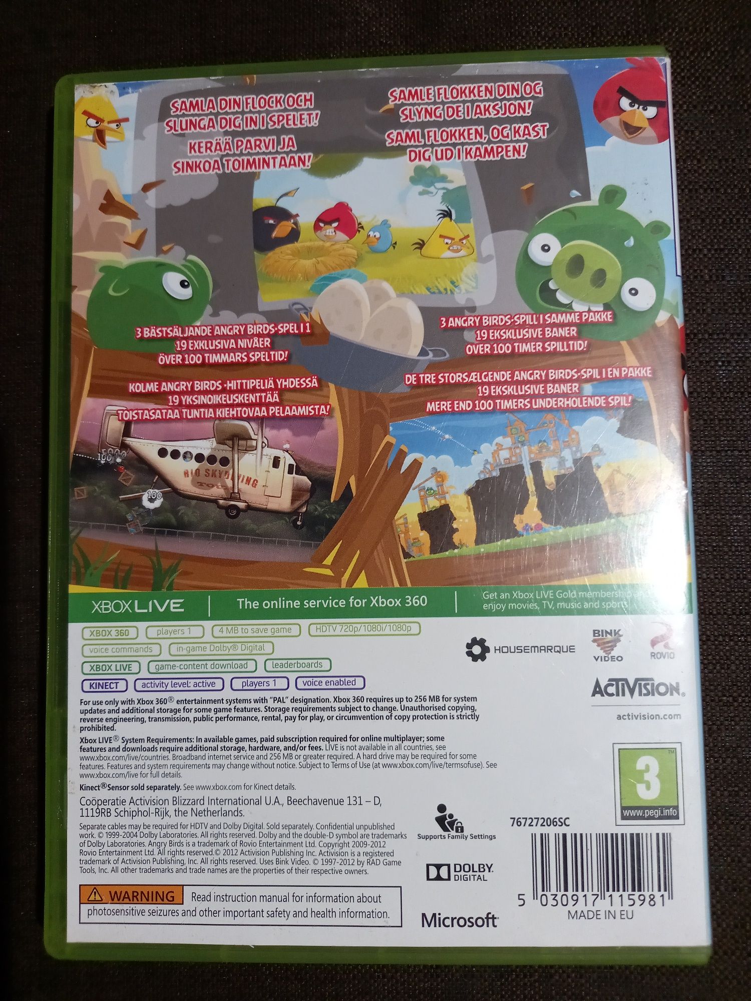 Gra Angry Birds Trilogy na xbox 360 w tym kinect