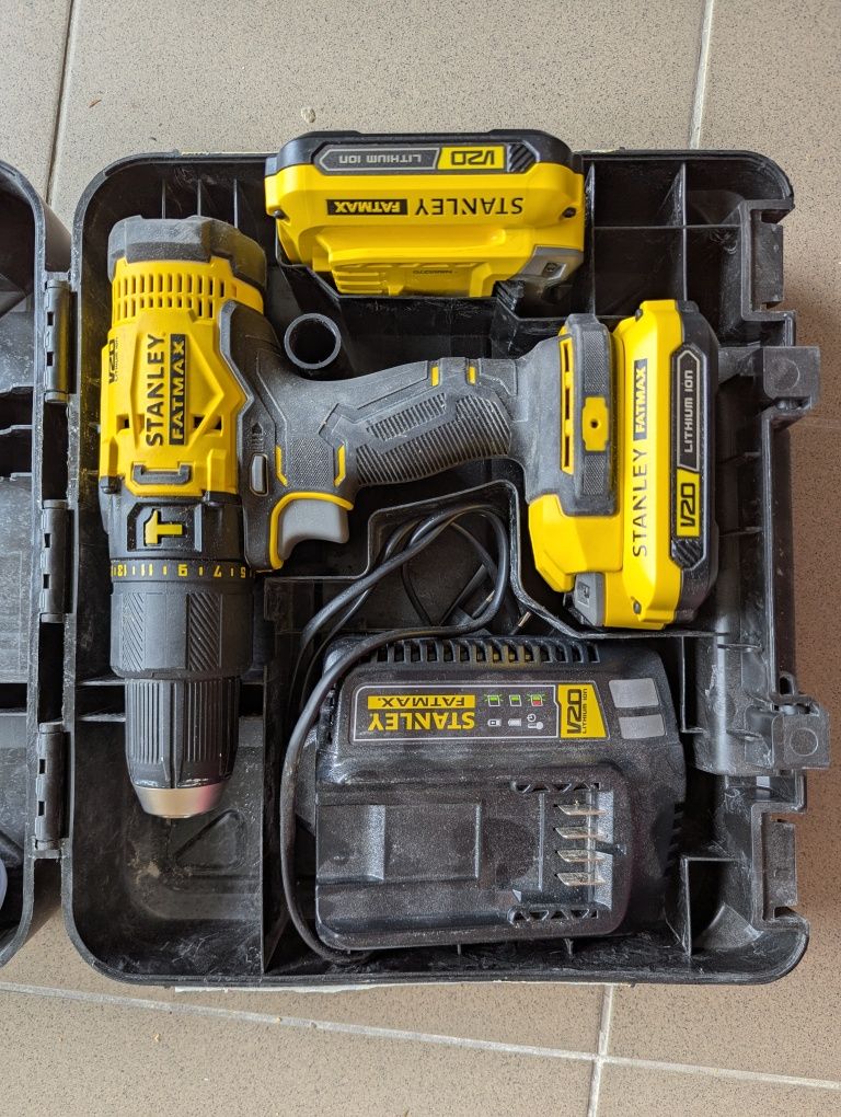 STANLEY FATMAX V20 18V – Wiertarko-wkrętarka udarowa + 2x aku 2ah