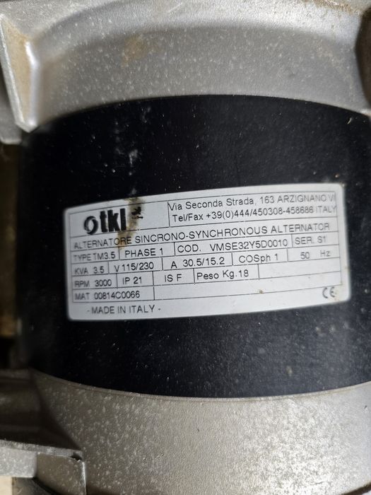 Agregat prądotwórczy  230v/3,5 kw