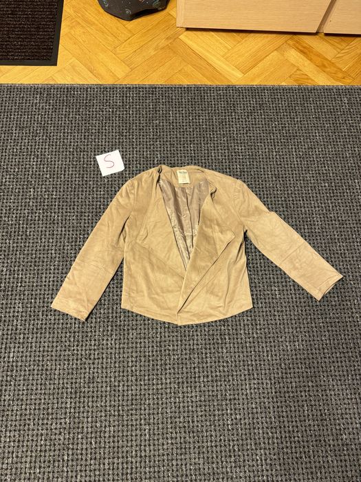 Pluszowy ala zamszowy bezowy zakiet narzutka bershka s