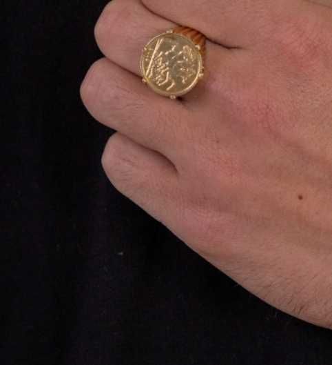 Anel meia libra  1893 de prata dourada