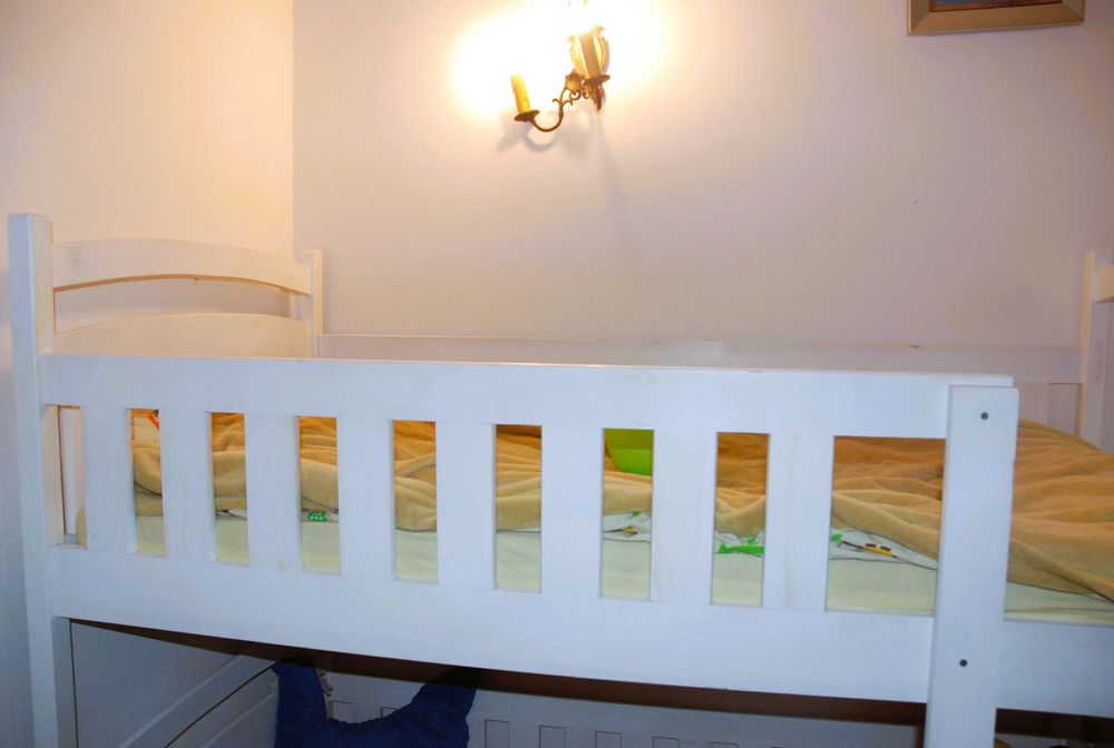 Lozko pietrowe drewniane, biale - firmy Lanomeble 80 x 160