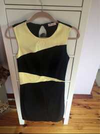 Elegancka sukienka S/M orsay obcisła mała czarna bolerko żółta