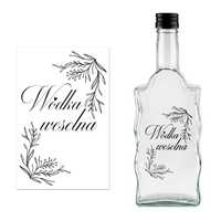 10x etykiety samoprzylepne transparentne "wódka weselna - gałązki"
