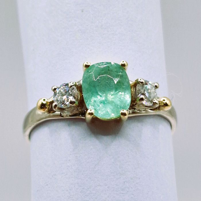 Pierścionek ZŁOTO 585 Turmalin Paraiba 0.90ct & Moissanity Hand Made