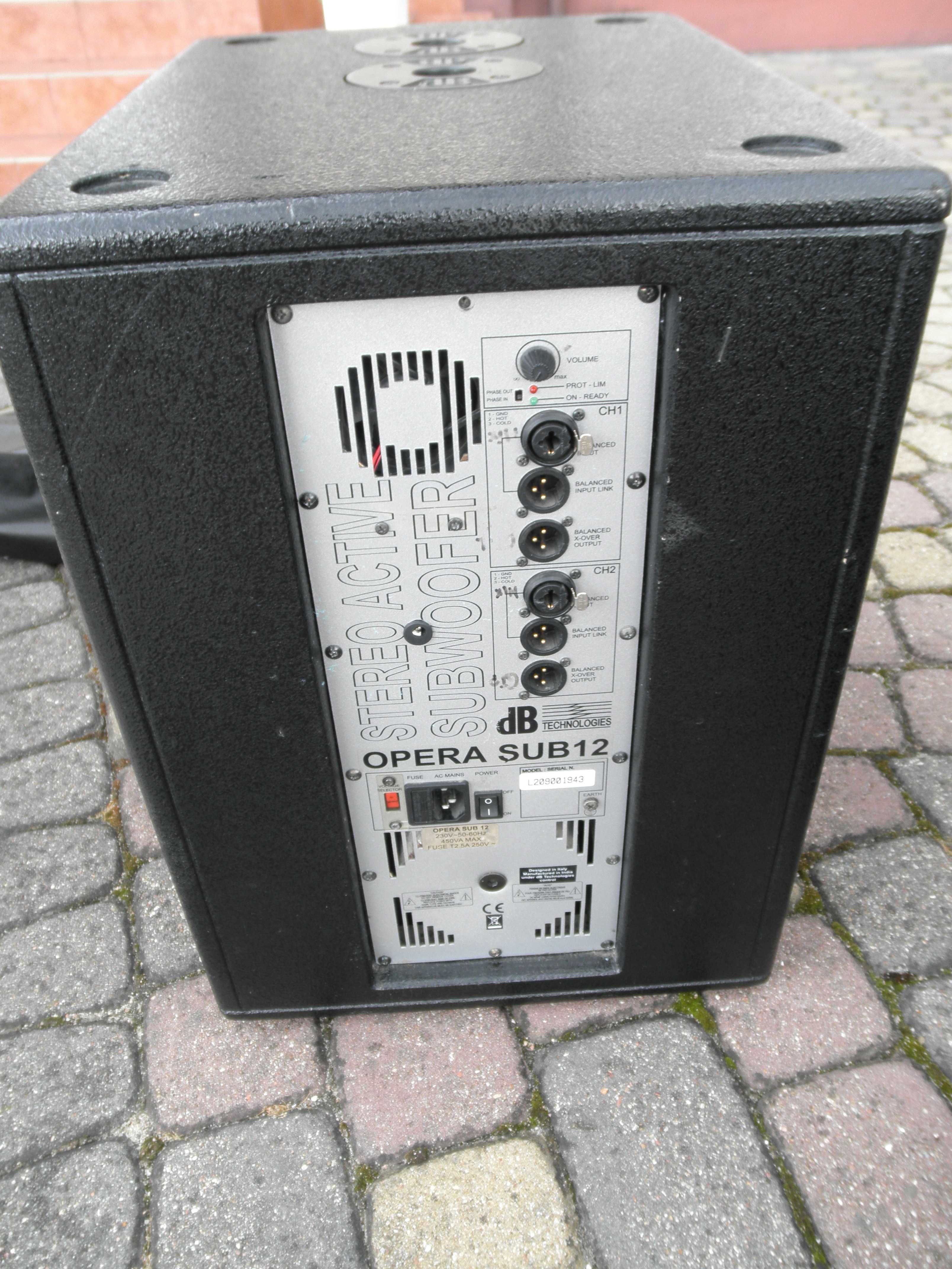 Subbasy dB Technologies Opera Sub 12. Subwoofer. Kolumny basowe.