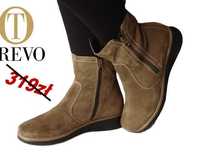 Botki damskie skóra zamsz khaki płaskie TREVO r. 38