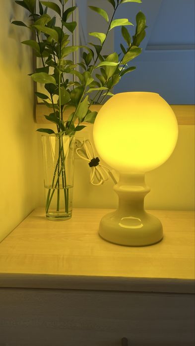 Polam Wieliczka 1970 r Szklana Żółta Lampa Lampka  PRL  Unikat
