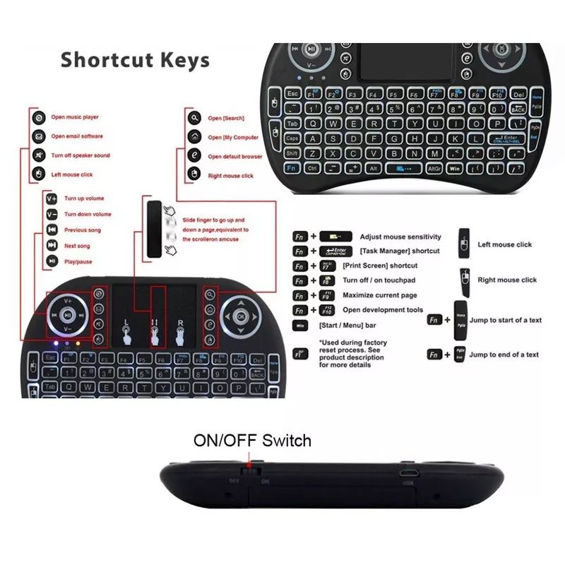 Bluetooth comando / Teclado e Rato Touchpad Sem Fio