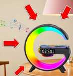 Lampka LED RGB Głośnik Ładowarka Zegar Radio Budzik Bluetooth