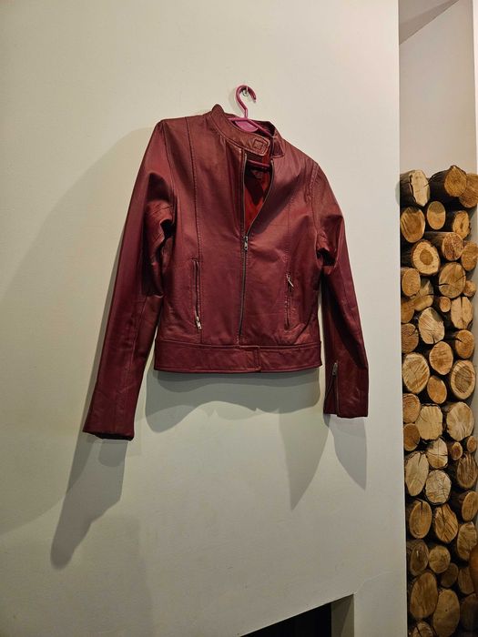 Kurtka skóra nat bordowa 36 S cudo