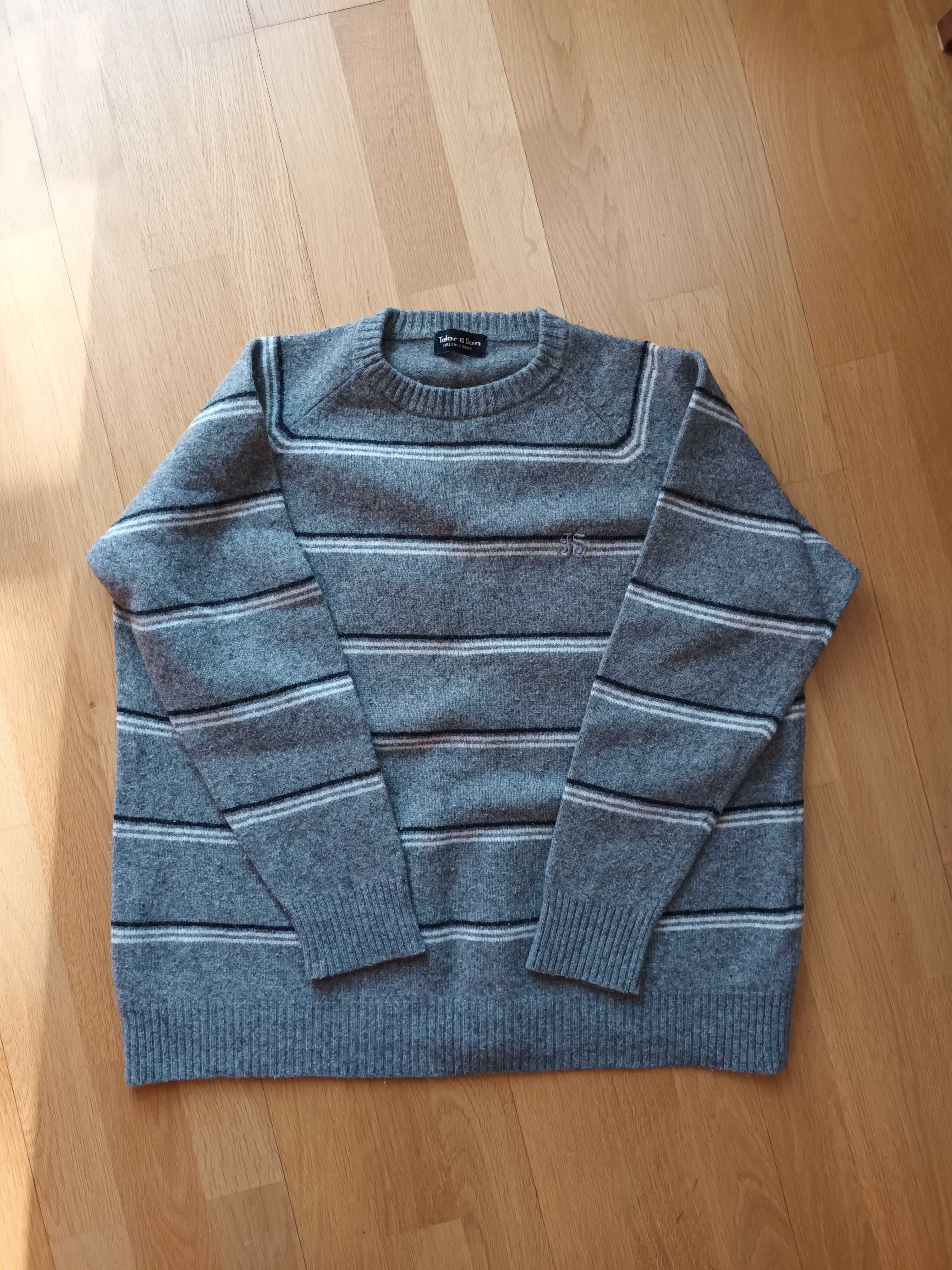 Sweterek Sweter szary w paski r. XL ciepły