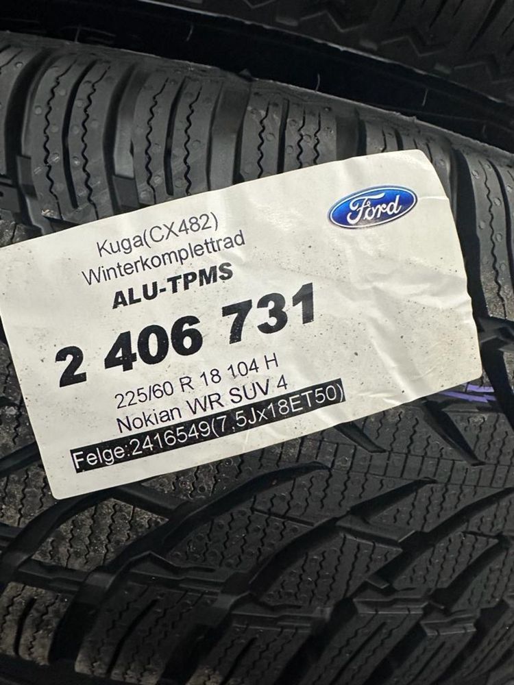 Koła Zimowe 18 Ford Kuga MK3 Nowe 225/60R18 Nokian 5x108 Czujniki