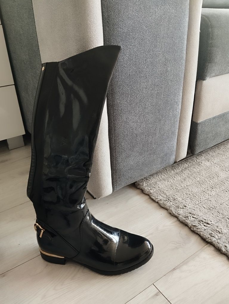 Buty wiosenne kozaki czarne stan bdb r.36
