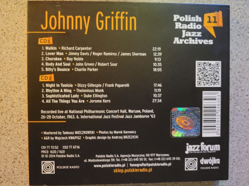 CD x2 Johnny Griffin - Polish Radio Jazz Archives 2014 PR