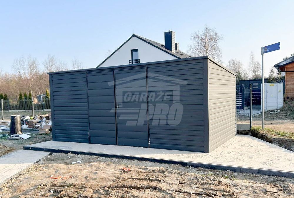 Domek Ogrodowy - Schowek 5,5 x 3 brama - okno - Antracyt  GP344