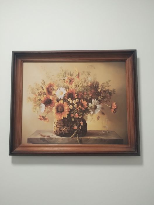 Obraz słoneczniki w drewnianej ramie