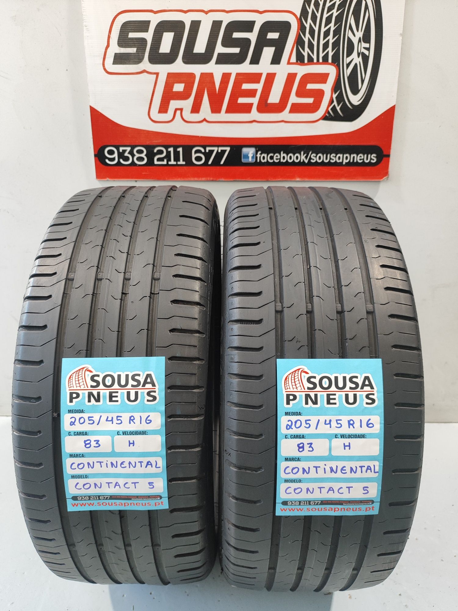 2 pneus semi novos 205-45R16 Continental - Oferta dos portes
