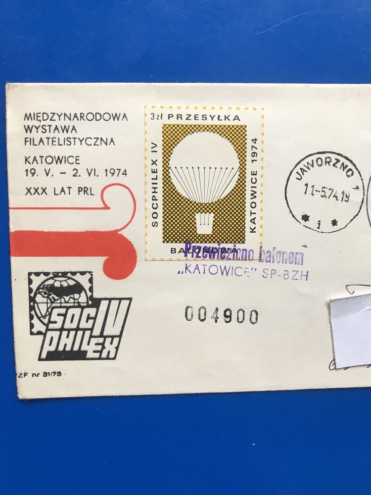 Koperta poczta balonowa 1974r