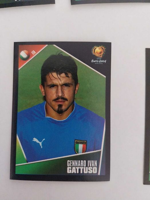 Lote 5 cromos autocolantes, Euro 2004, futebol, Itália, jogadores
