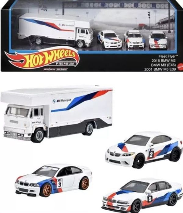 Hot wheels premium pack de 1 fleet flyer e 1 bmw m2, m3 e m5