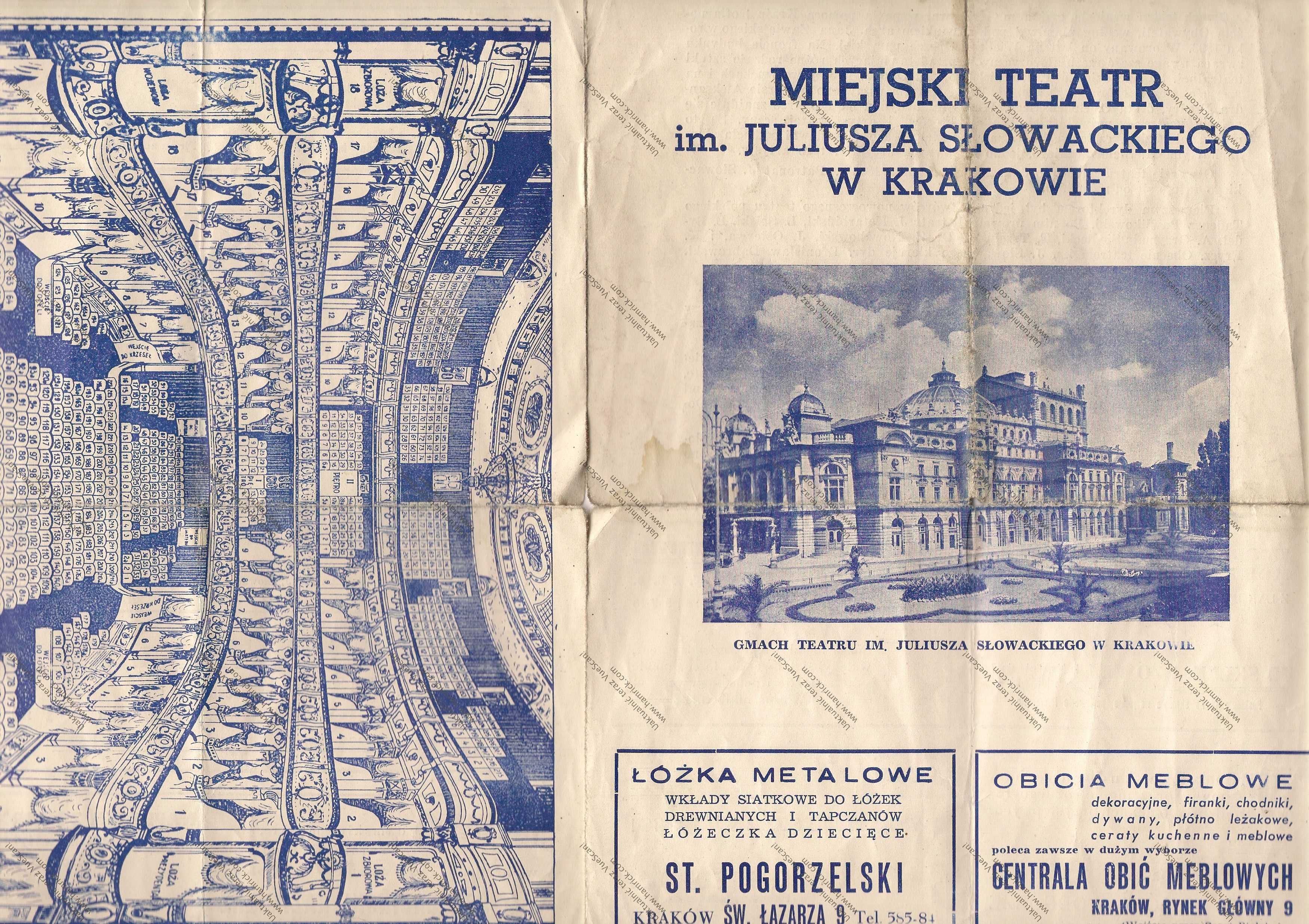 Programy teatralne:Teatr im.Słowackiego,Tatr Stary,Narodowy,Powszechny