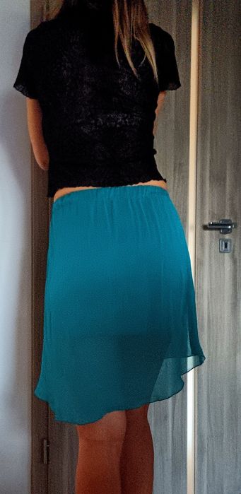 Turkusowa tiulowa spódnica L