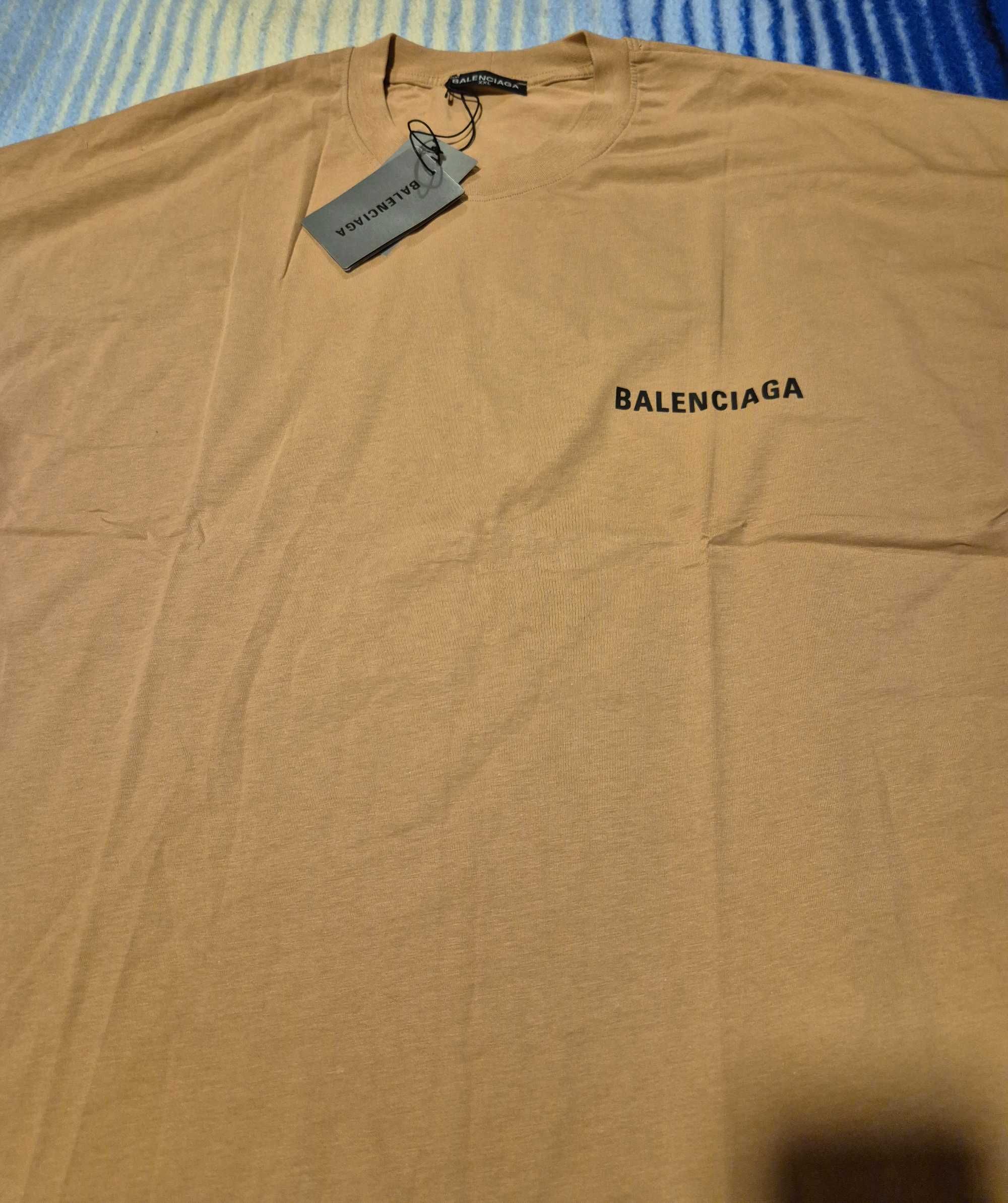 Nowa beżowa koszulka tshirt krótki rekaw Balenciaga Paris OVERSIZE XXL