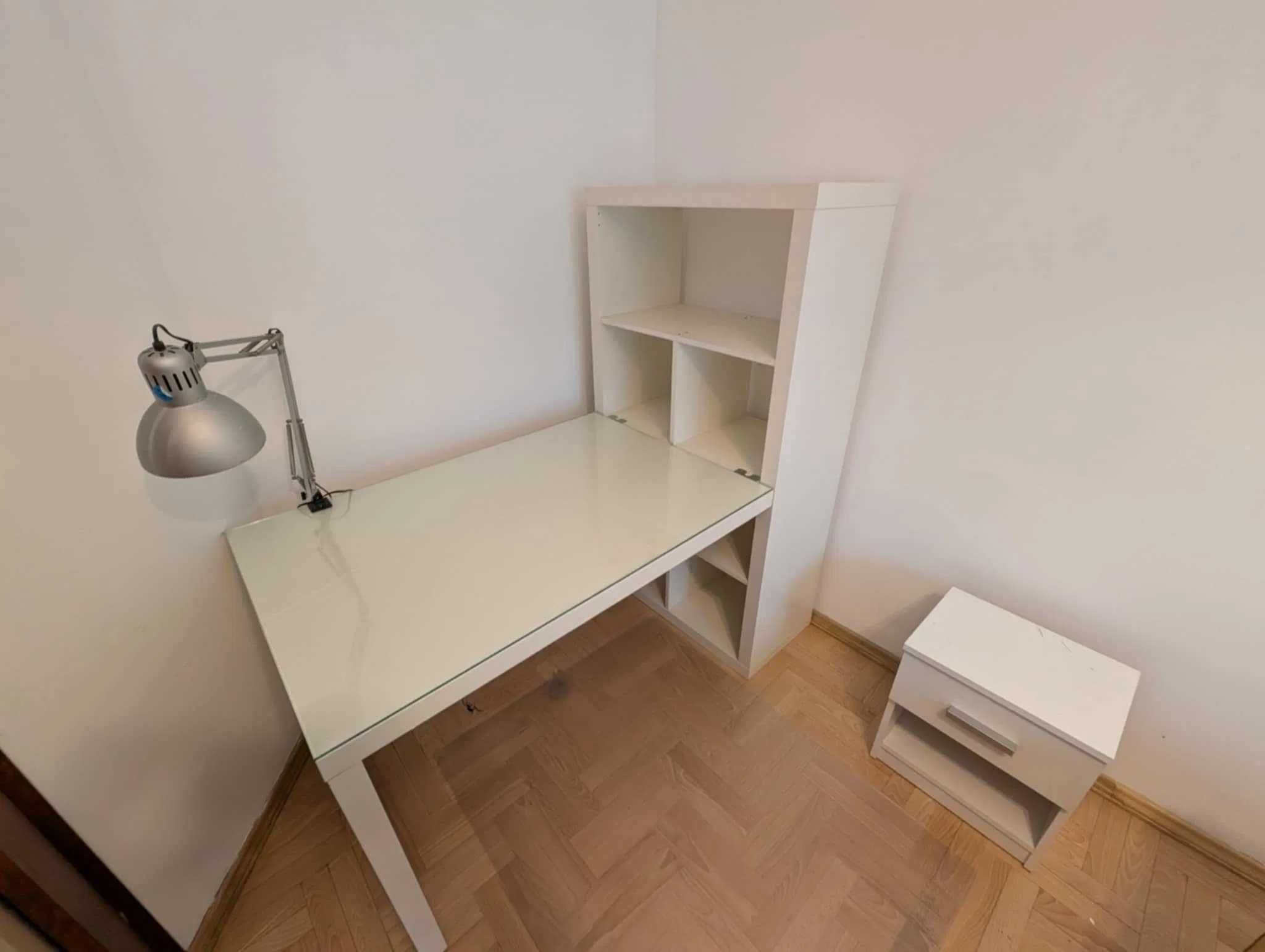 Regał ikea kallax + biurko Linnmon białe