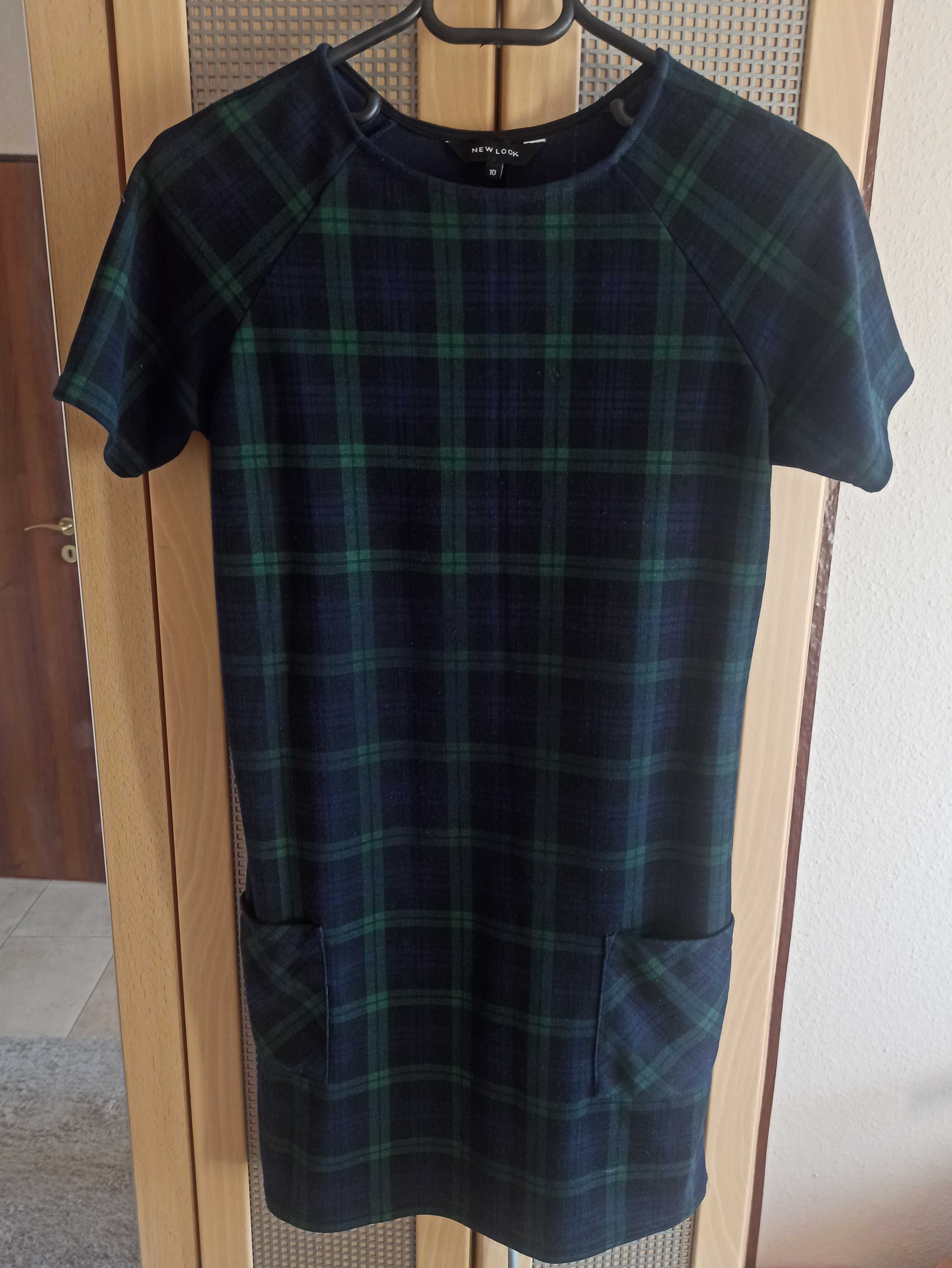Granatowo-zielona prosta sukienka New Look M/10