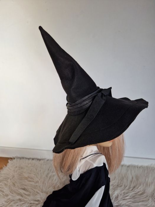 Handmade duzy kapelusz czarownicy na Halloween kokardą wąsy