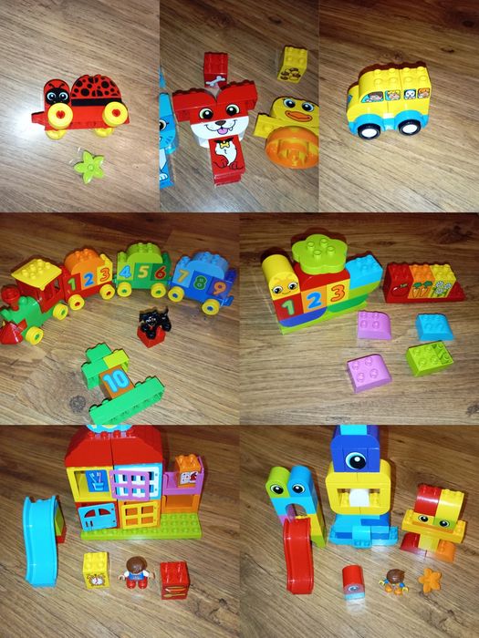 Lego Duplo biedronka autobus domek pociąg cyferki