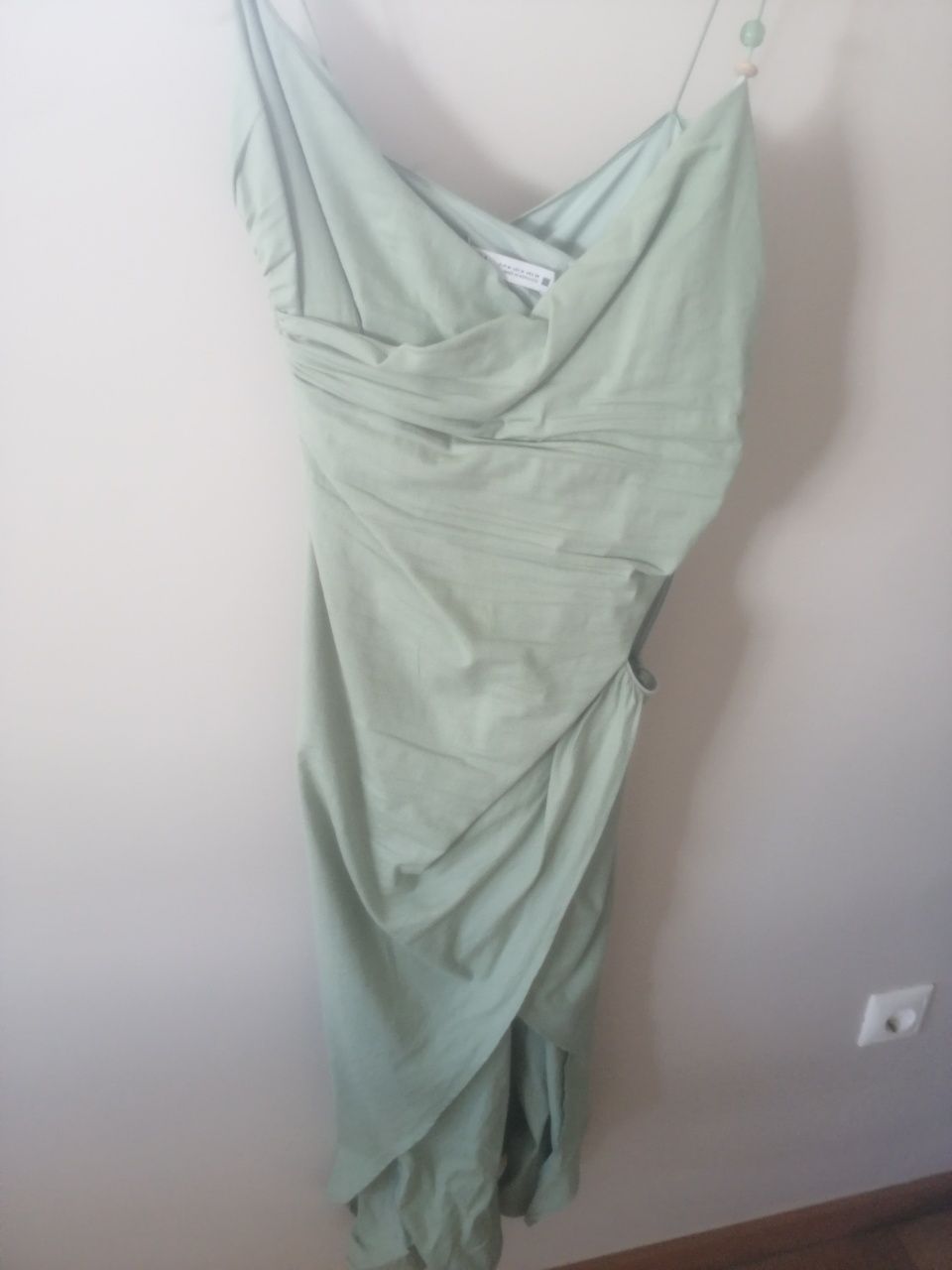 Vestido linho verde água