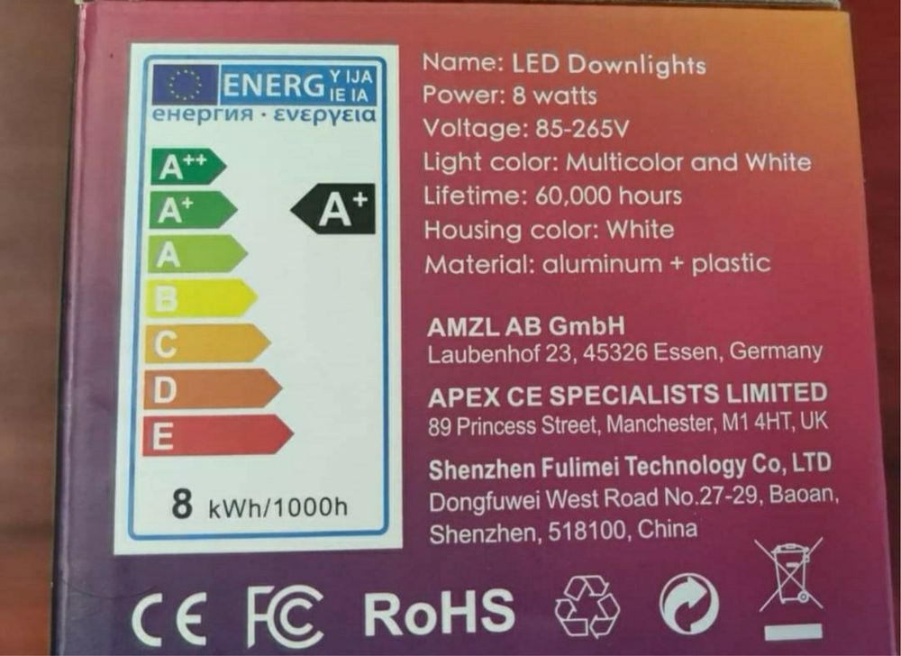 Oprawy LED RGB podtynkowe 4 sztukj