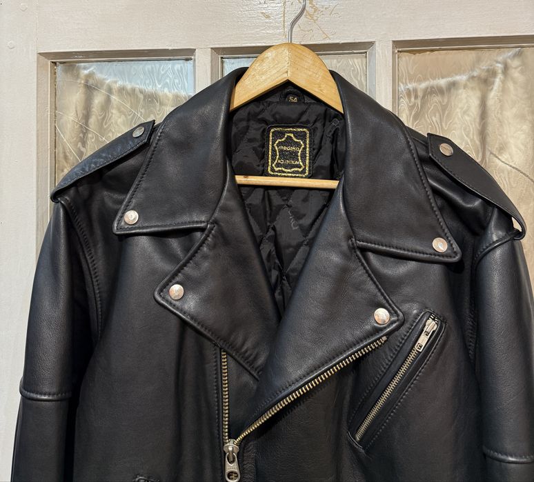 Вінтажна шкіряна куртка косуха оверсайз панк гранж стиль розмір L-XL