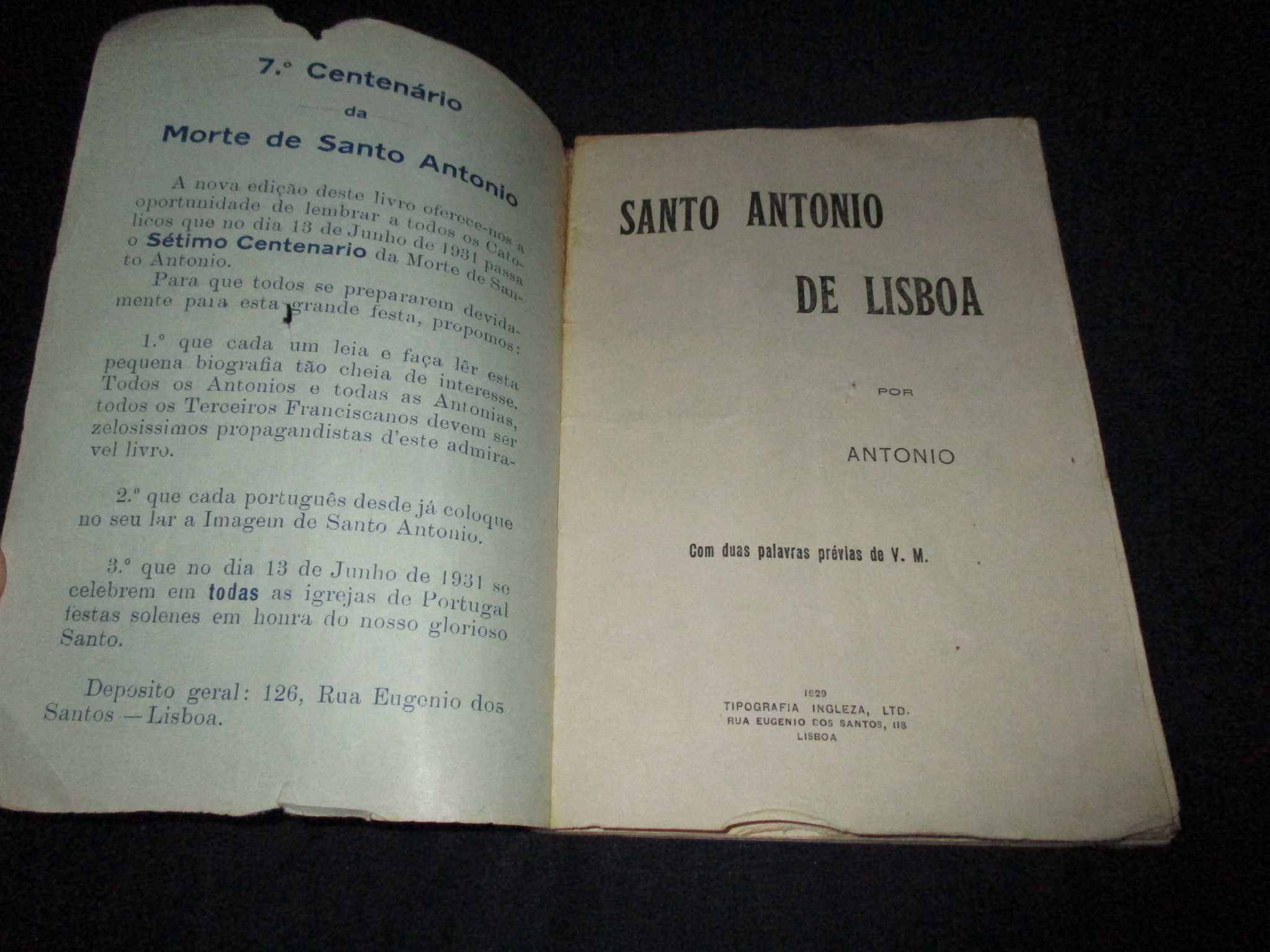 Livro Santo António de Lisboa António Lindoso 1929