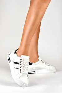 Klasyczne Czarno-Białe Sneakersy Damskie