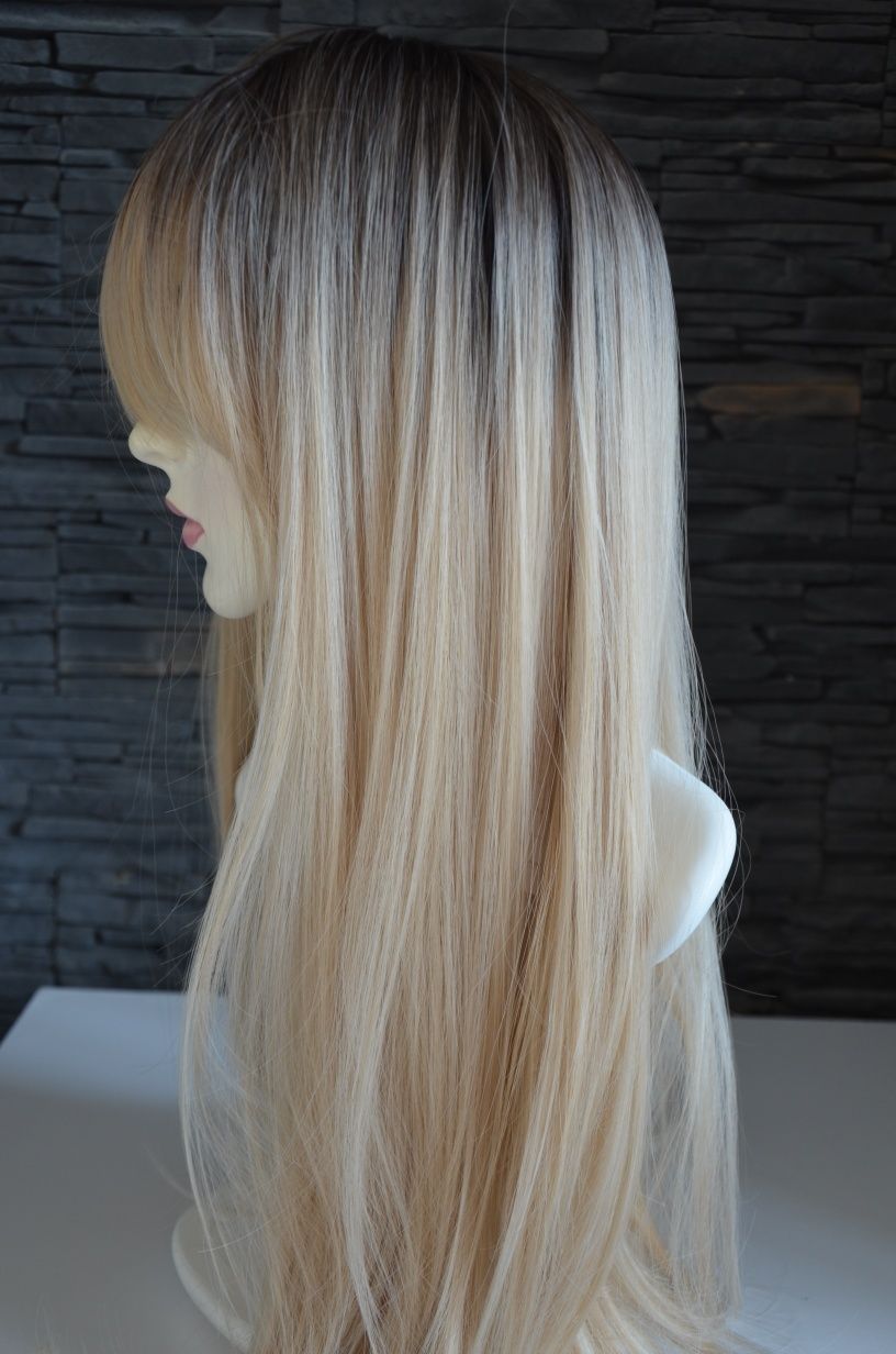 Peruka jasny blond długie gęste włosy NOWA