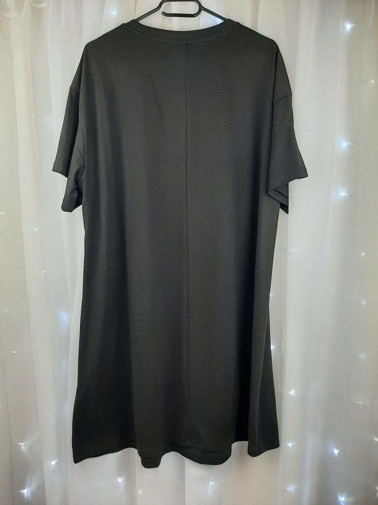 Nowa czarna sukienka panterka duży rozmiar 50 krótki rekaw czarna
