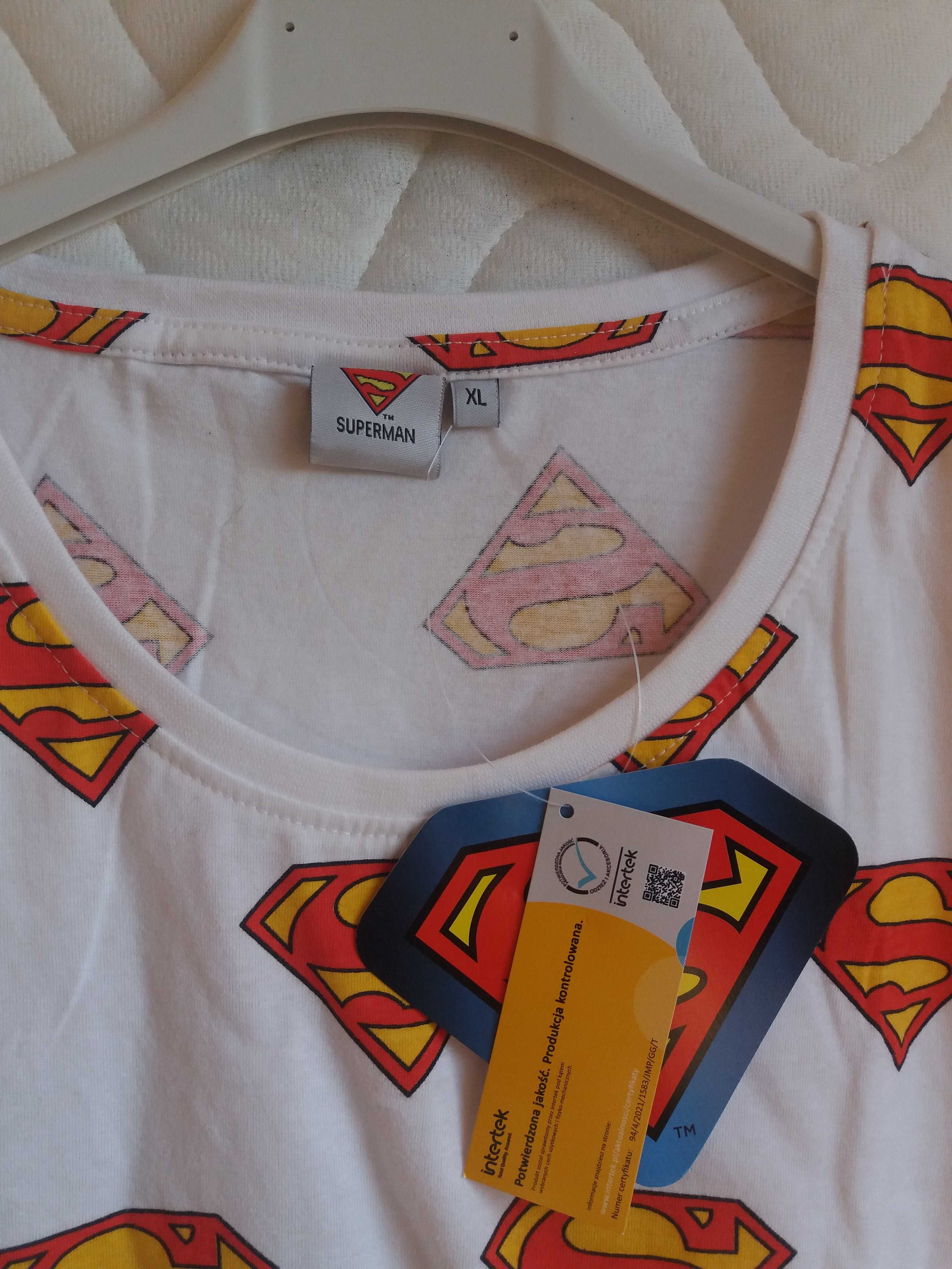 biały damski t shirt superman XL