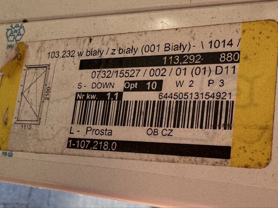 Nowe okno balkonowe VEKA 210x117cm z roletą zewnętrzną