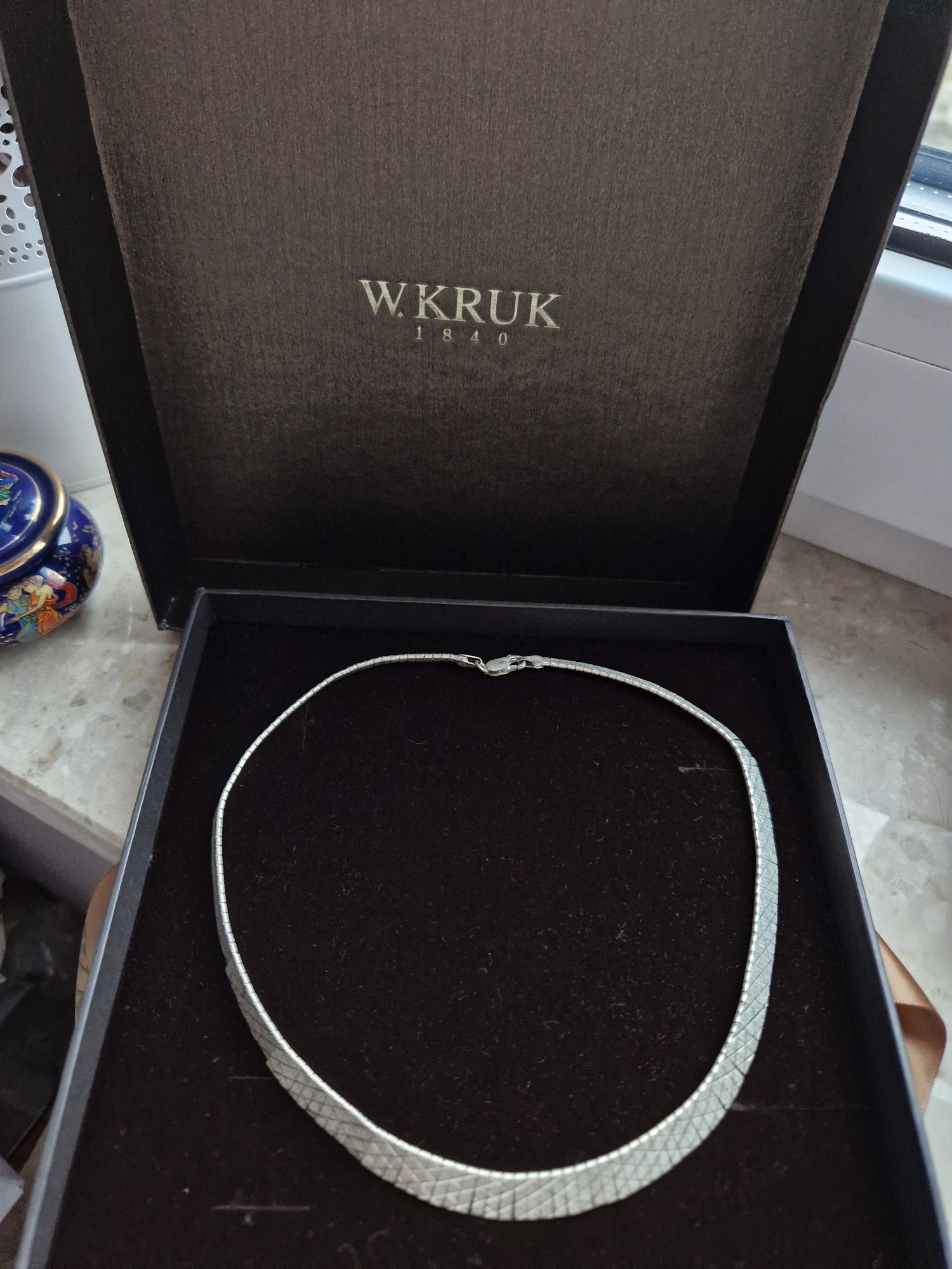 Naszyjnik Kolia W. KRUK Vintage zmijka tasma Srebro 925 diamentowane