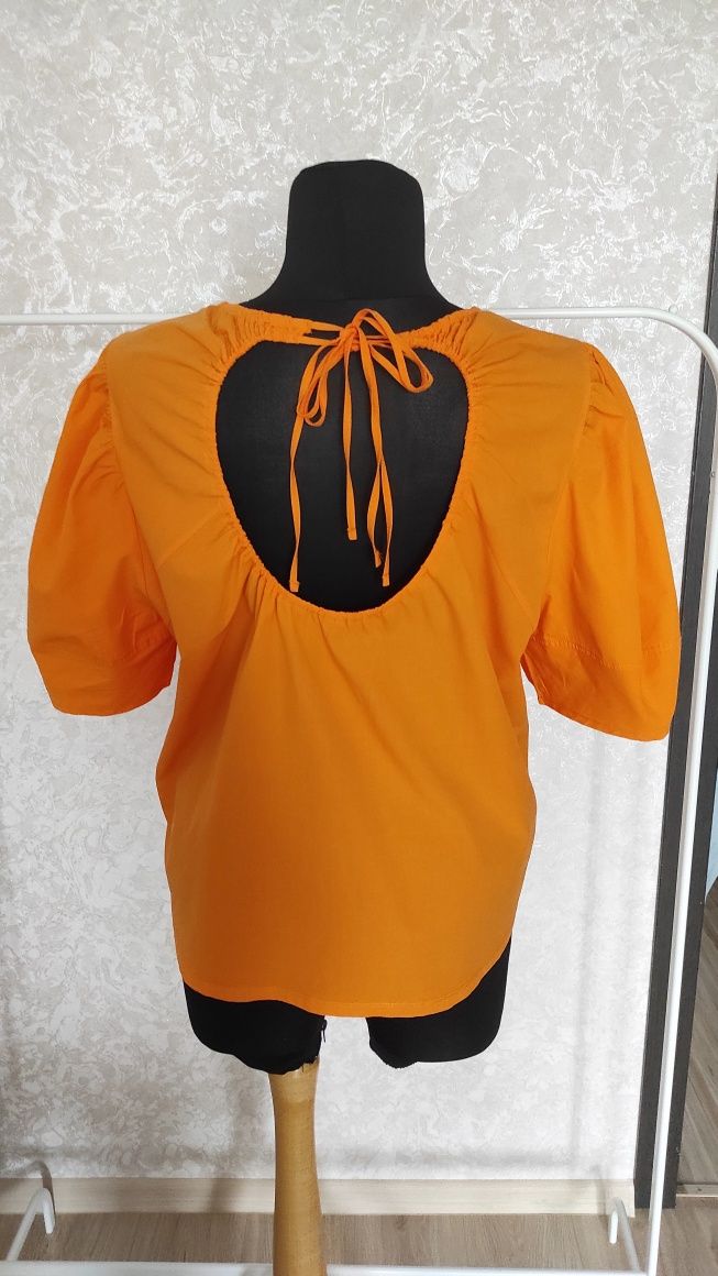 Яскрава неонова помаранчева натуральна блуза великий розмір